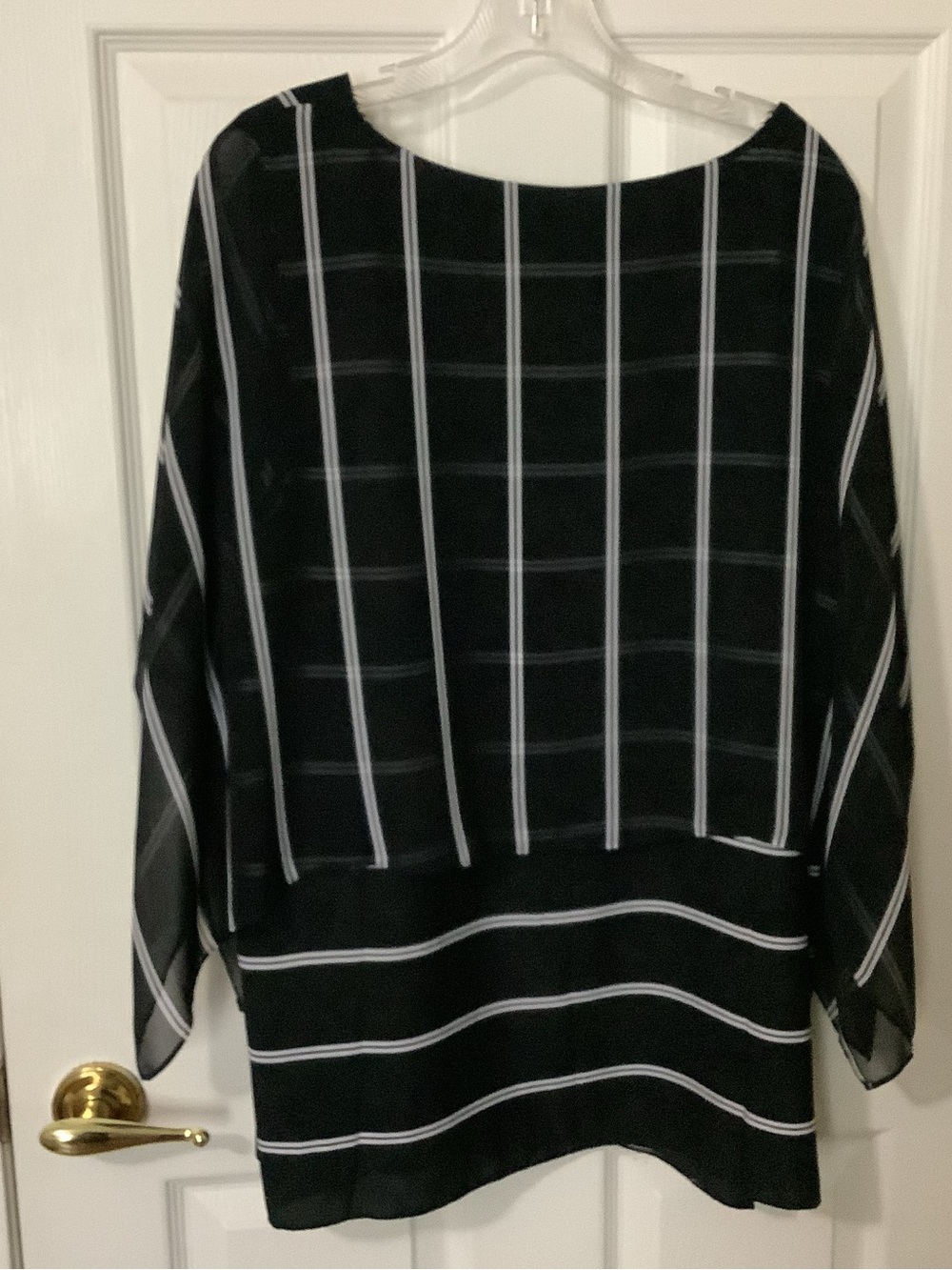 Chico's Top Tunic 3 XL Black White - Picture 3 of 8
